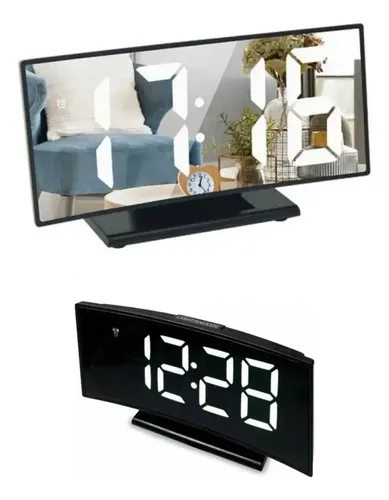 Reloj Despertador Digital LED Curvo con Temperatura, de Mesa y USB