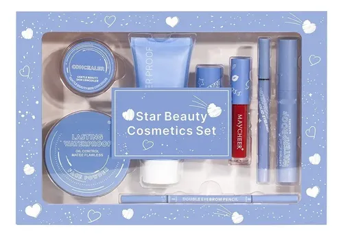 Set Maquillaje Meixier Mascara+póvo+labial+delineador De 8 U
