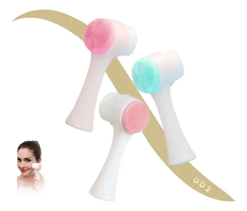 Limpiador Facial Silicona Y Cepillo Doble Manual Exfoliante