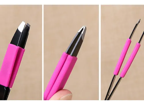 Pinzas Para Cejas De Acero Inoxidable, 2 Unidades Pink And Black