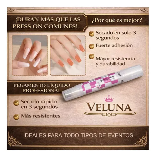 Uñas Press On Veluna Soft Gel Almendras Cortas 30u