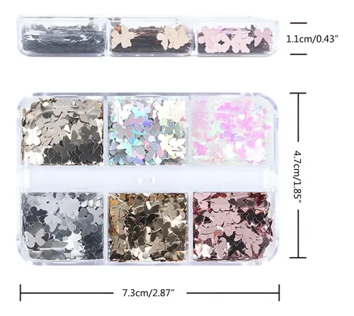 [ 6 Rejillas 3d For Uñas Con Forma De Mariposa, *