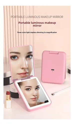 Espejo Cosmético Plegable Compact Vanity Con Luces De Mano