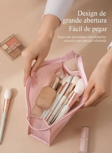 Set 5 Bolsas De Maquillaje De Malla Transparente Viaje