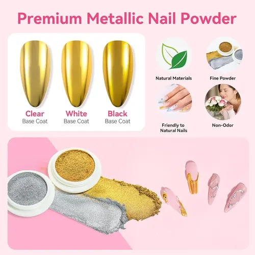 Kit Gel 3d Y Polvo Cromo Para Uñas Manicura Pedicura