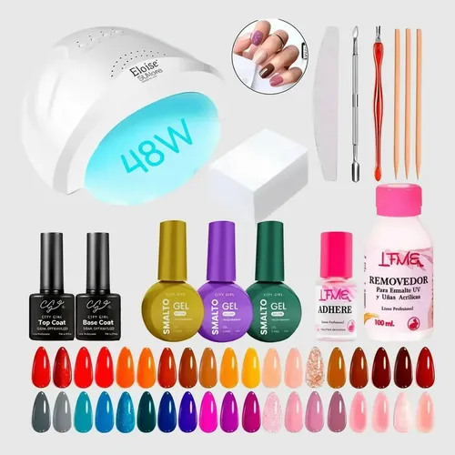 Kit Inicial X16u Cabina Led Uv 48w Gel Uñas Semipermanentes