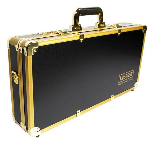 Everest Maletín Organizador Barbería Peluquería Grande Color Negro Y Dorado