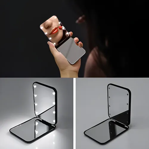 Espejo Plegable Portátil Kintion Rectangular Aumento LED 1x/3x Maquillaje