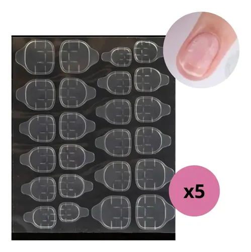 5 Planchas Stickers Adhesivo Pegamento Para Tips Uñas