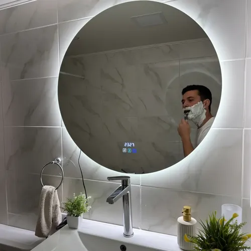 Espejo Led Inteligente 80cm Touch Desempañador Hora Temperat
