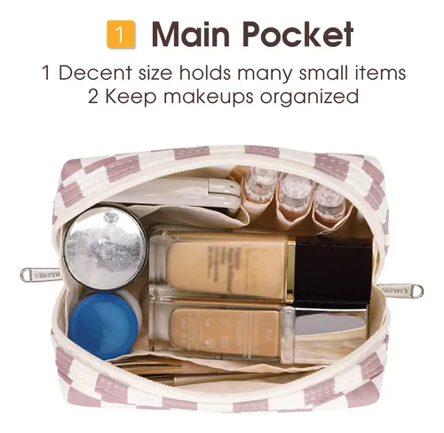 Narwey Pequeña Bolsa De Maquillaje A Cuadros Para Bolso Mini