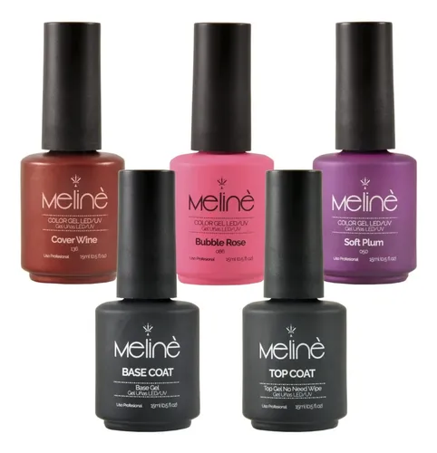 3 Esmaltes Semipermanentes Leduv Color Top Base Meline