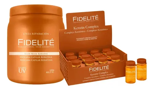 Kit Keratina Fidelite: Mascara 1kg, 12 Ampollas Y Gorro