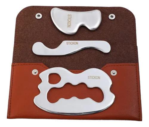 Masajeador Stickon Set Gua Sha 3 En 1 De Acero Inoxidable