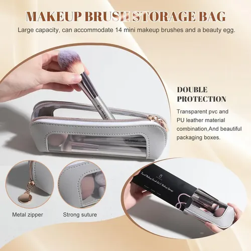 Juego De 14 Brochas De Maquillaje De Viaje Con Estuche