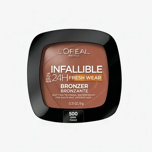 Bronceador mate de hasta 24 horas de uso fresco, suave e infalible, tono de maquillaje L’Oreal 500 oscuro