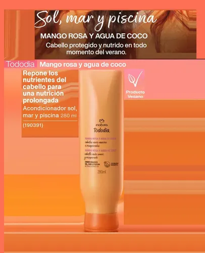 Acondicionador Solar Mango Rosa Y Agua Coco Tododia Natura