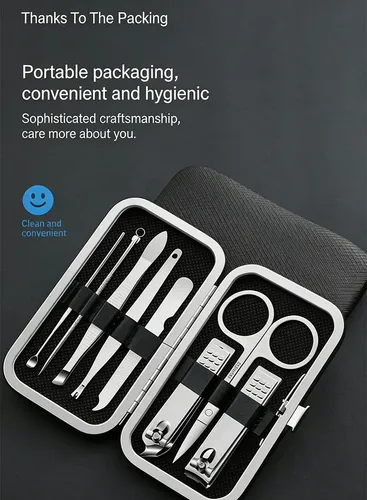 Set De Manicura Y Pedicura 8 En 1 Con Estuche Negro