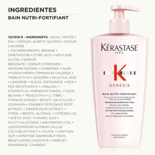 Kerastase Genesis Bain Nutri 500ml Anti Caida Fuerza Nutre