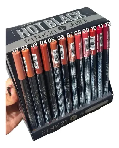 3 Delineadores De Labios Lápiz Hot Black Pink 21