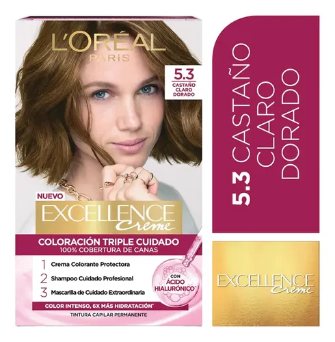 Kit Tintura Excellence Creme Tono 5.3 Castaño Claro Dorado