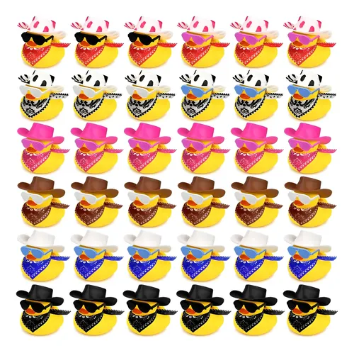 36 Sets Cowboy Ducks Con Mini Bufanda De Sombrero Y Gafas De