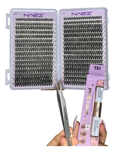Kit Pestañas Cluster+pegamento,sellador+removedor+pinza Naez