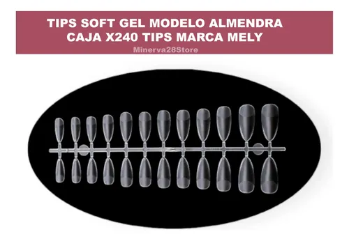 Tips Soft Gel Modelo Almendra Caja X240.un Prelimados Mely.