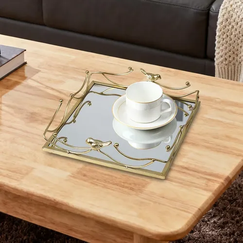 Organizador De Maquillaje Con Bandeja Decorativa Con Espejo,