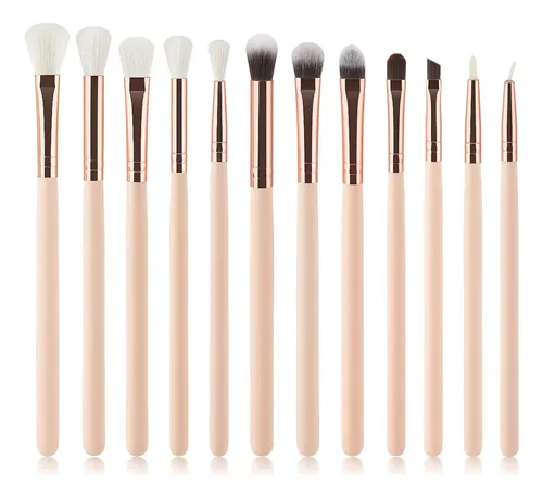 Set De 12 Pinceles For Sombra De Ojos En Rosa