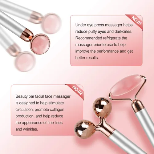 Rodillo Facial Eléctrico 3d Masajeador Jade Rosa