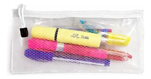 Neceser Transparente Organizador Maquillaje Costura Escolar Blanco Porta Utiles Estuche Plastico Pvc Cierre Reforzado Viaje Transparente