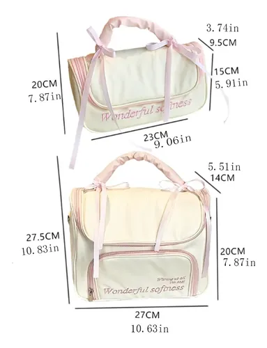 Pz Neceser De Maquillaje Impermeable Con Lazo Para Mujer