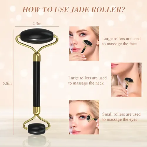 Set Masajeador Facial Jade Roller Y Gua Sha Yltneuqer Yellow