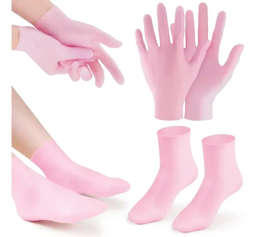 Medias Y Guantes Hidratantes Rosa Para Manos Y Pies Secos