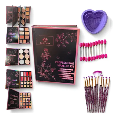 Kit De Maquillaje Profesional Libro 55 Colores +brochas