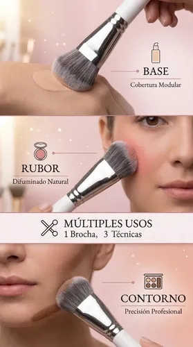 Brocha Maquillaje Base Pro Foundation Biselada Best Seller