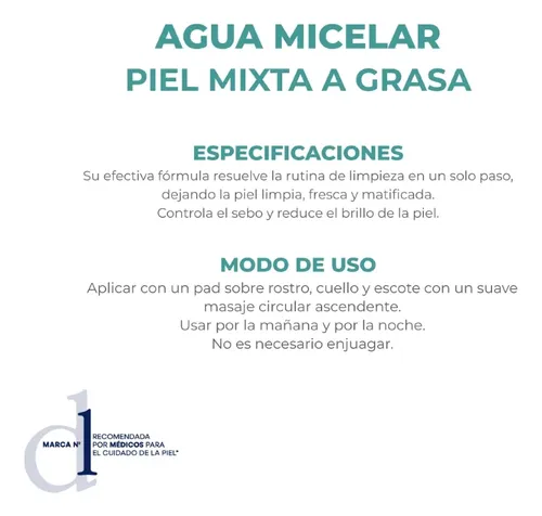 Dermaglós Facial Agua Micelar 6 En 1 Piel Mixta Y Grasa