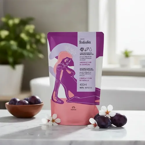 Crema corporal hidratante Tododia de Natura Refil, 400 ml, fragancia de ciruela y flor de vainilla