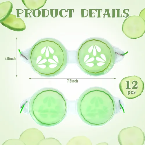 Skicuff 12 Uds Almohadillas Para Ojos De Pepino, Gel