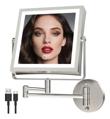 Espejo De Maquillaje Wzkaly Recargable Con Aumento 1x/10x Y