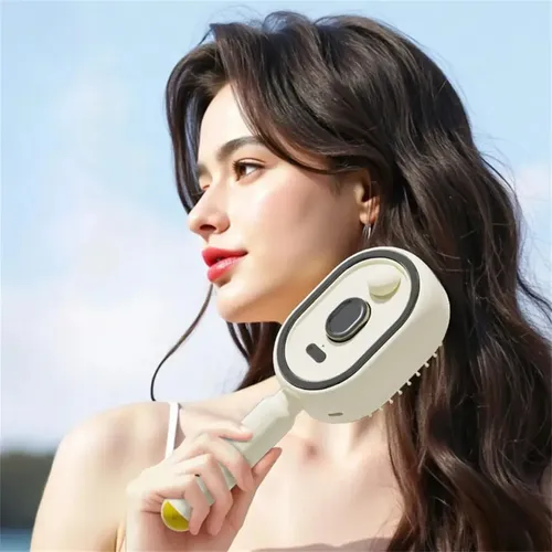 Cepillo Alisador A Vapor Eléctrico Cabello Beige