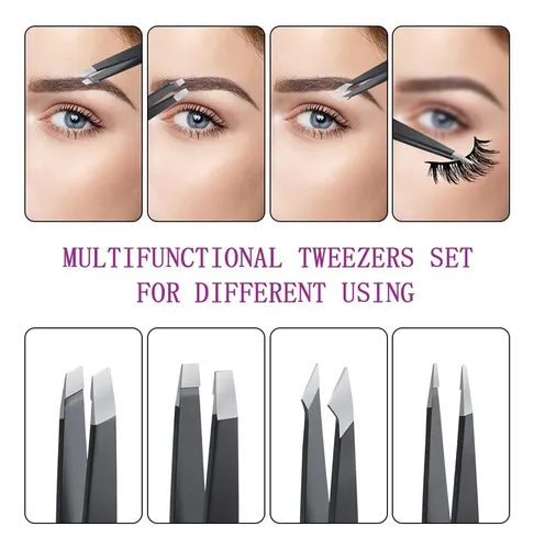 Pinzas Para Cejas De Acero Inoxidable, 6 Pcs