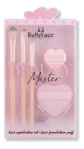 Set De 3 Brochas Mas Esponjas Puff Para Maquillaje Ruby Face