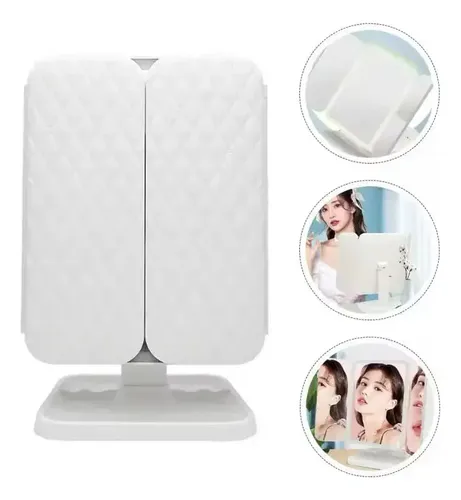 Espejo Maquillaje Led Ajustable Recargable Tactil Triptico