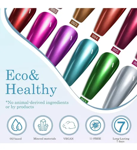 Esmalte De Uñas Espejo Metalizado 12 Colores 001 Gold 7.5