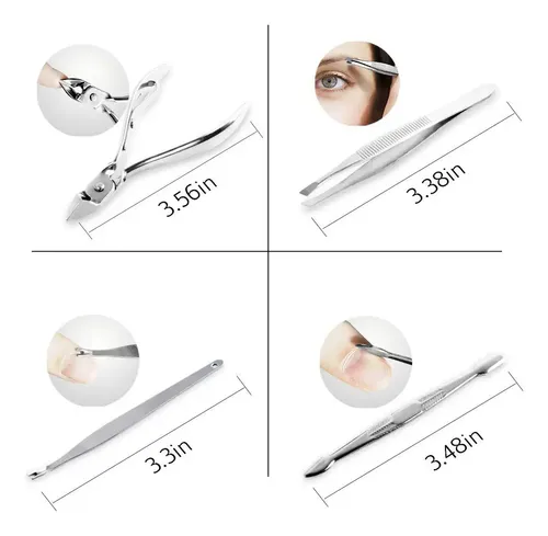 Set Manicure Estuche 12 Piezas Acero Inoxidable Cuidado Uñas