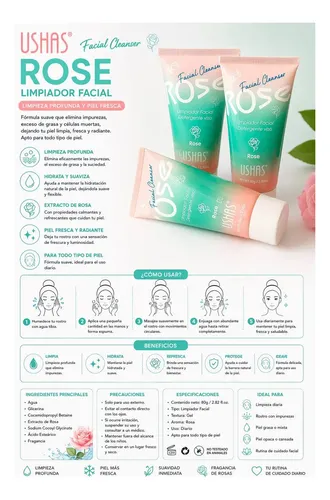 Limpiador Facial Rose Hidratante Ushas 80 G