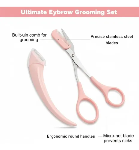 Kit De Corte De Cejas Con Tijeras De Afeitar Y Peine