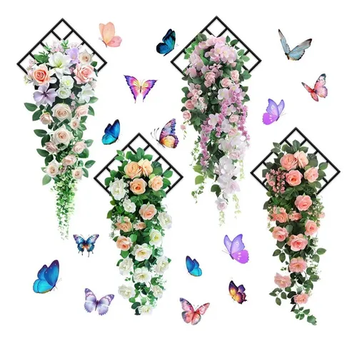 Adhesivos De Pared Con Flores 3d Para Cocinas, Material Pvc